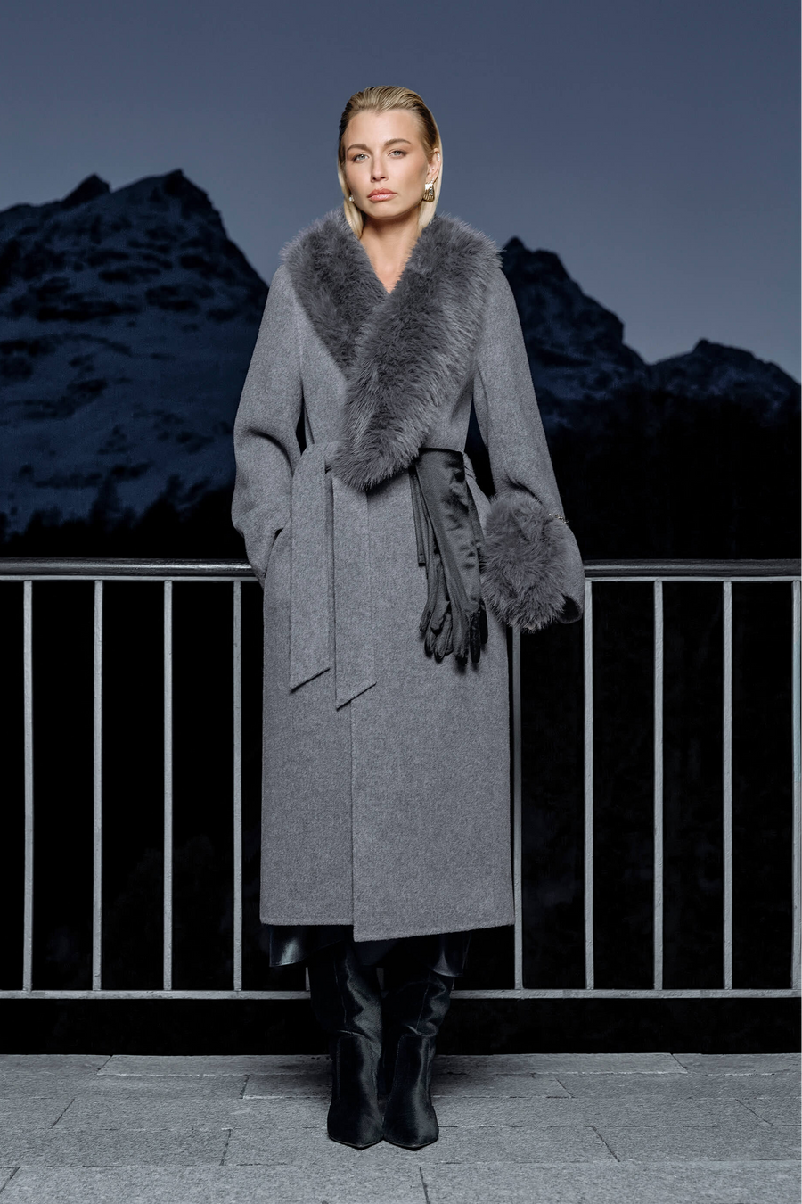 MARMEIRA Woll-Kaschmir Mantel crystal grey