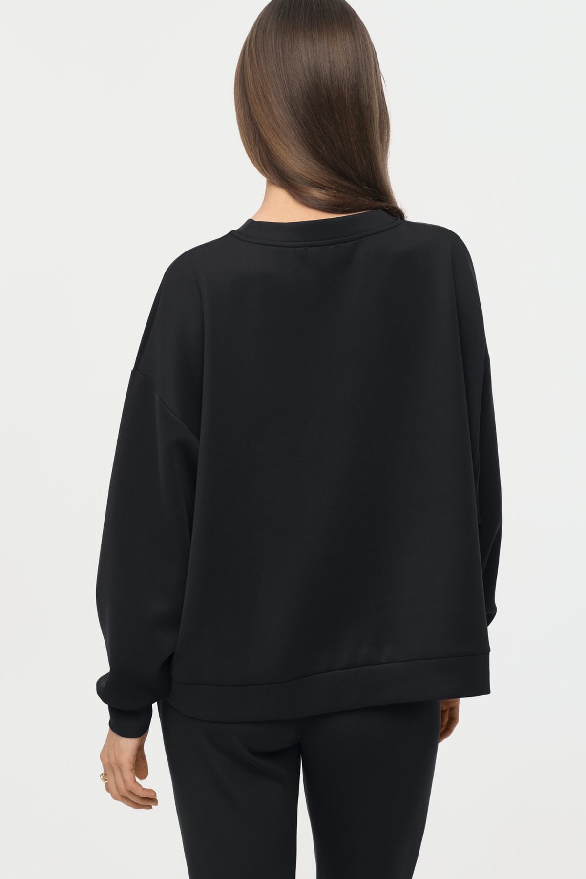 MERLIN Pullover schwarz mit weissem Print
