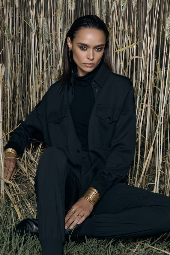 ERICE Hemd Jacke schwarz