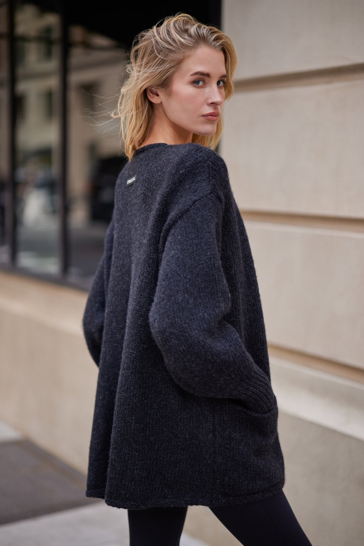 CANOLO Cardigan schwarz melange