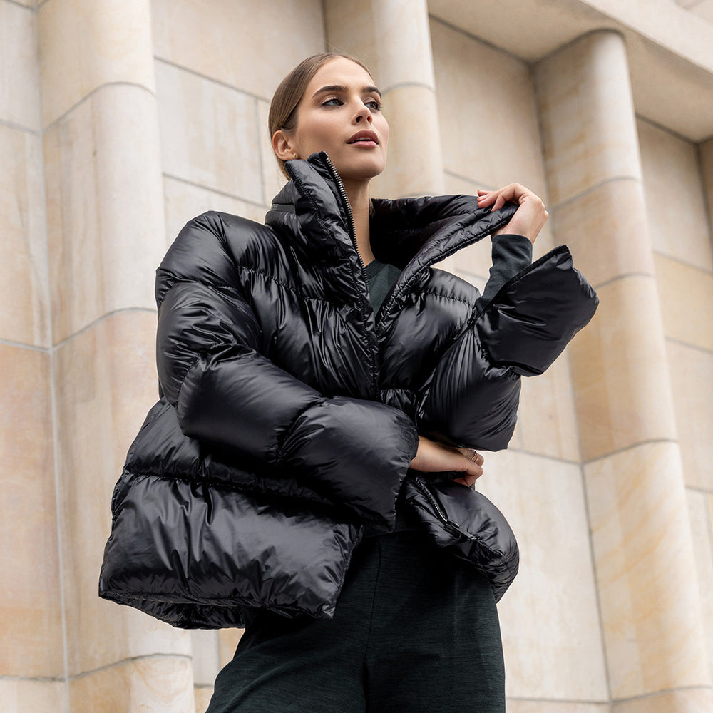 Black puffer top shop