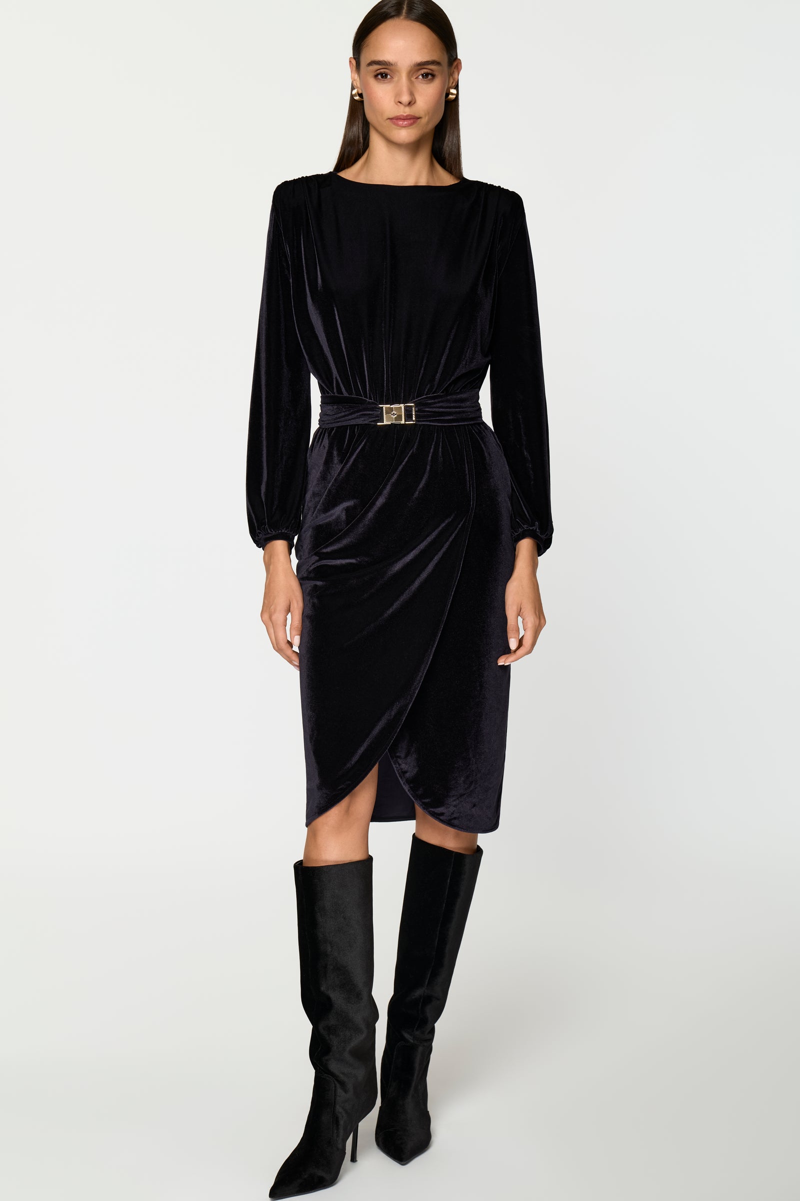 STARLIT Samt Kleid midnight