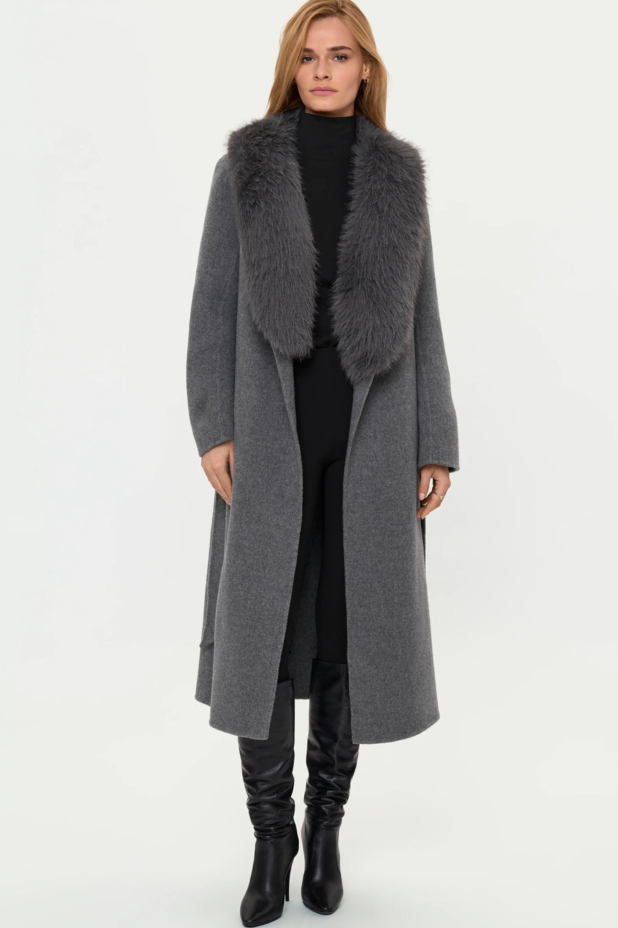 MARMEIRA Wool and Cashmere Coat crystal grey