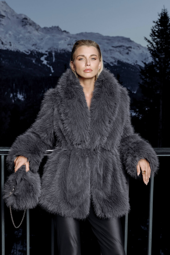 MARMOTA Faux Fur Coat crystal grey