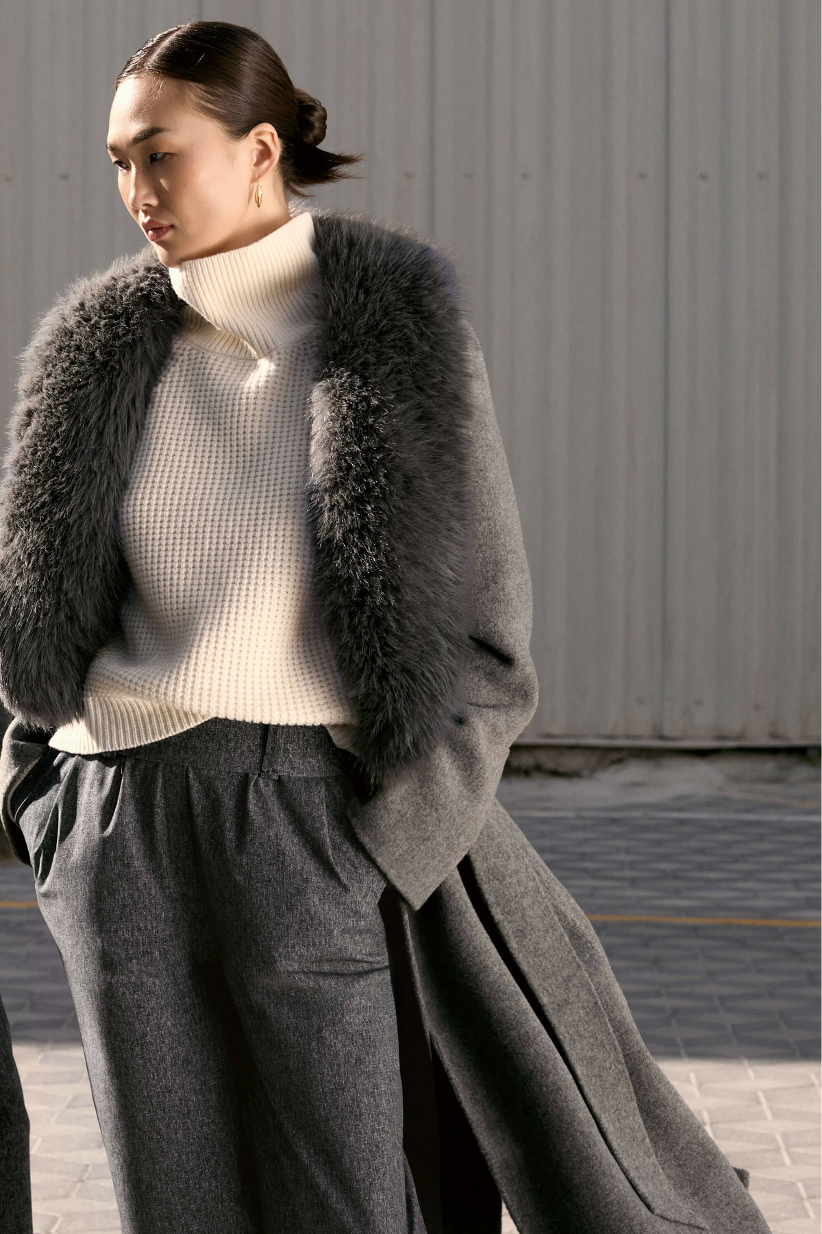 MARMEIRA Wool and Cashmere Coat crystal grey