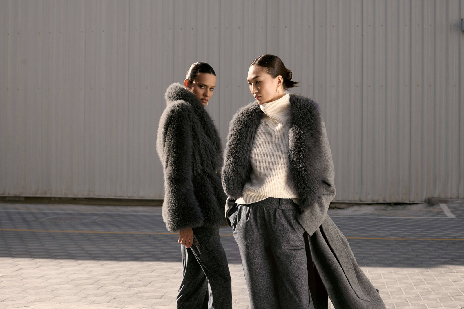 MARMEIRA Wool and Cashmere Coat crystal grey