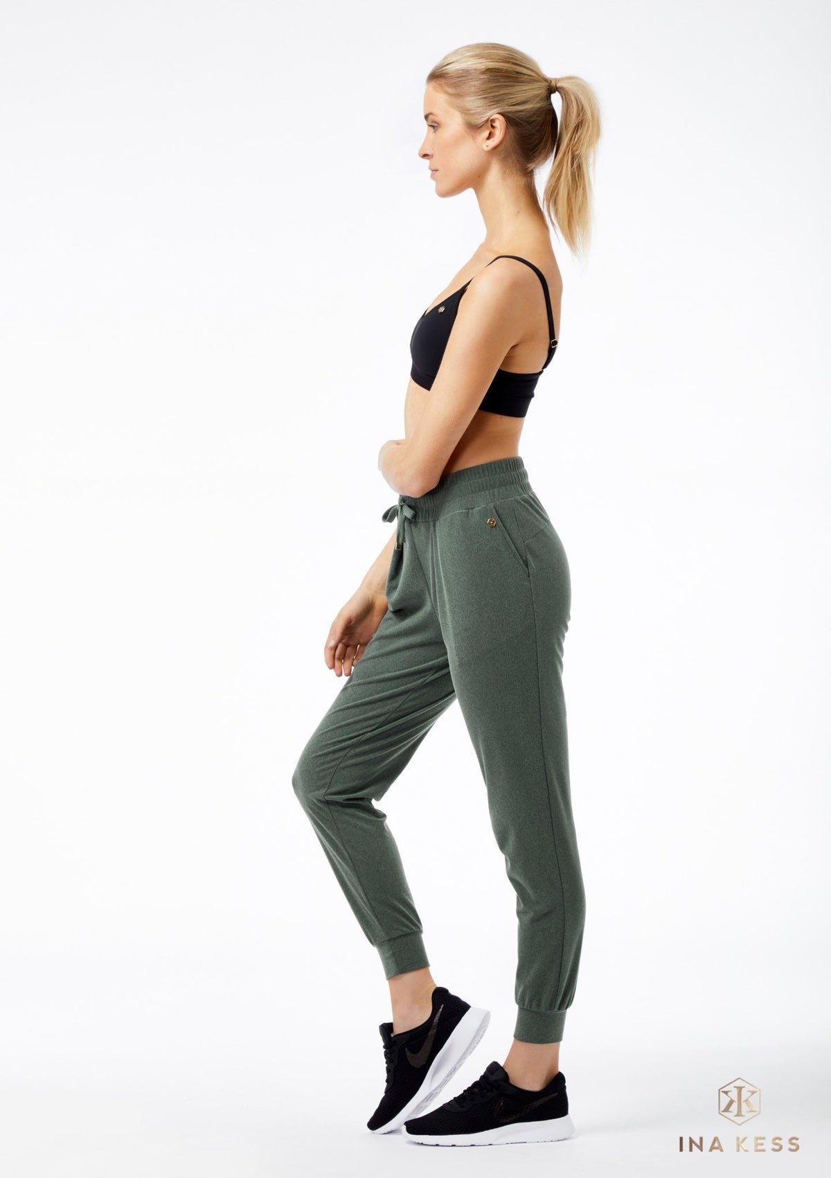 LUXE PLUSH Track Pants vetiver green