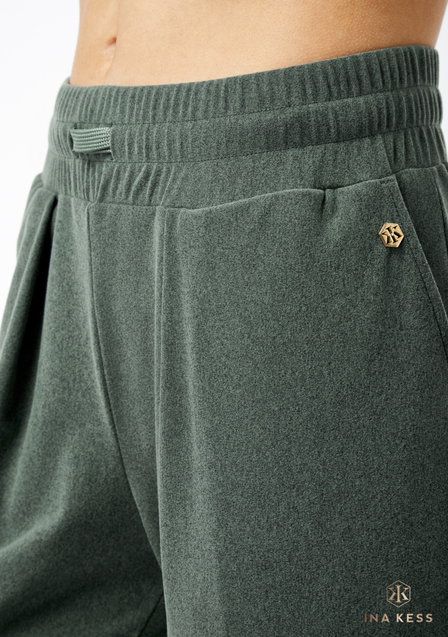 LUXE PLUSH Track Pants vetiver green