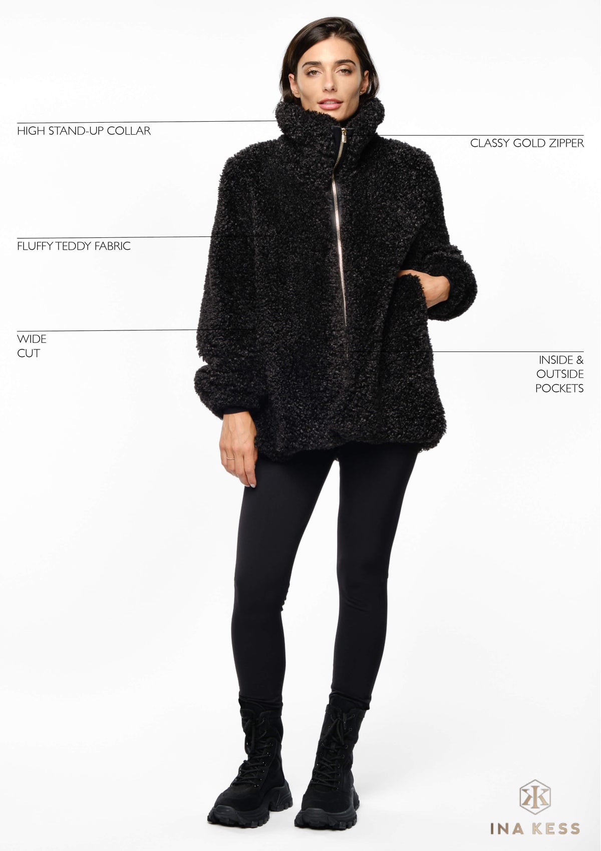 MILU Faux Shearling Jacket black