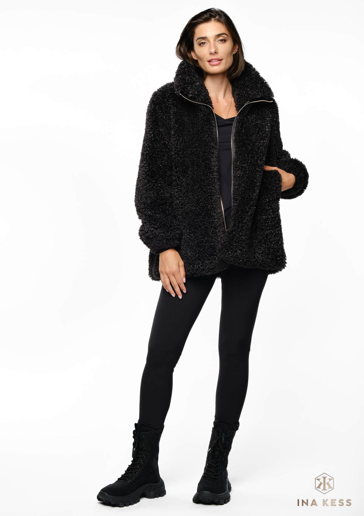 MILU Faux Shearling Jacket black