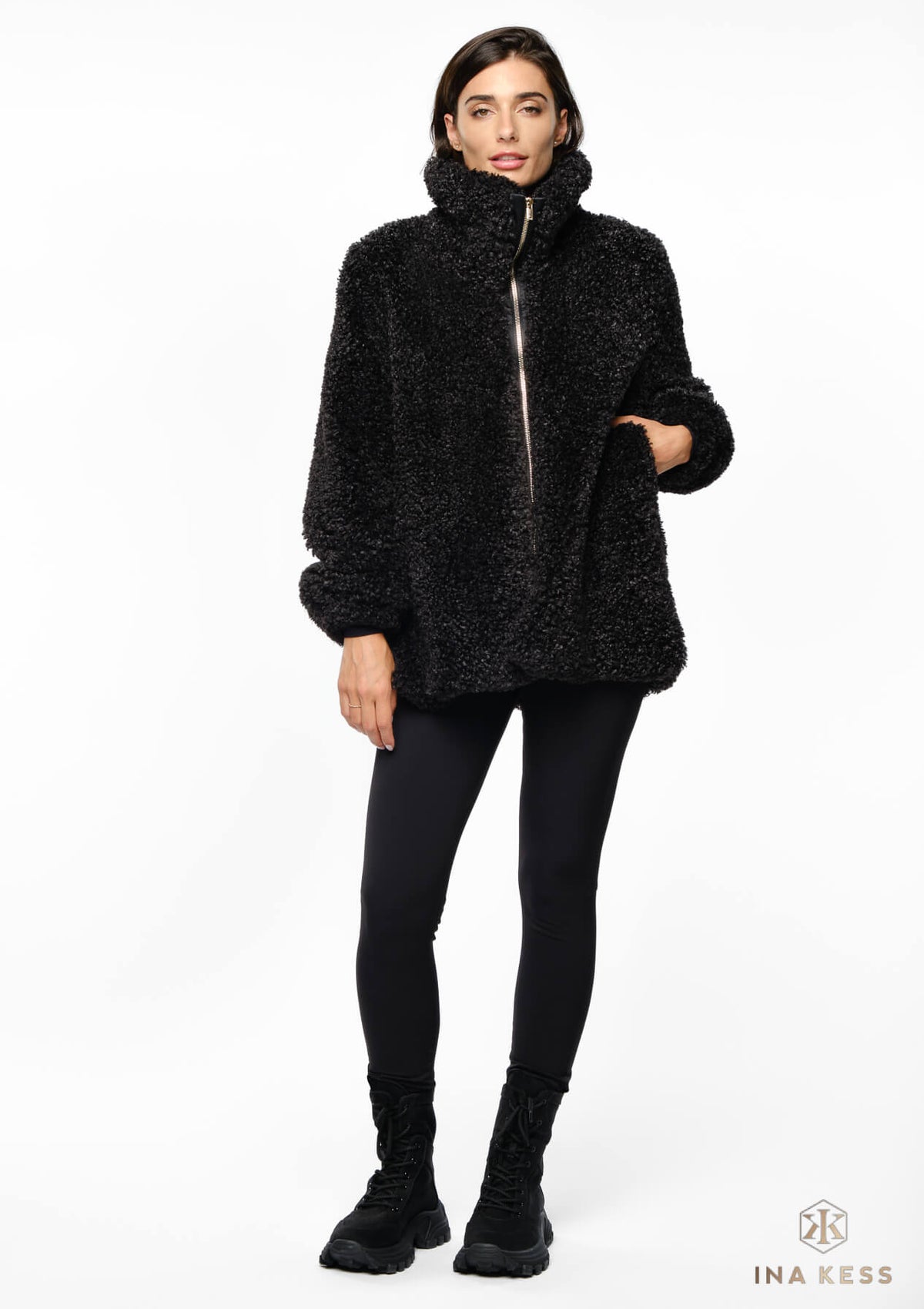 MILU Faux Shearling Jacket black