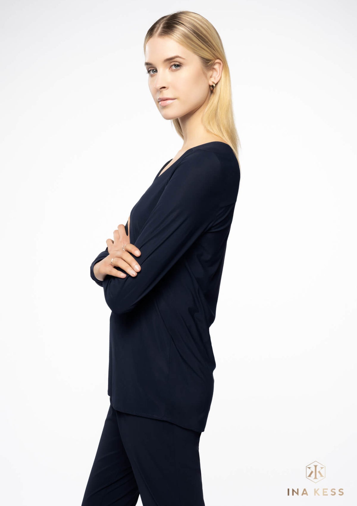 LEGEND Silken Light Blouse mat navy